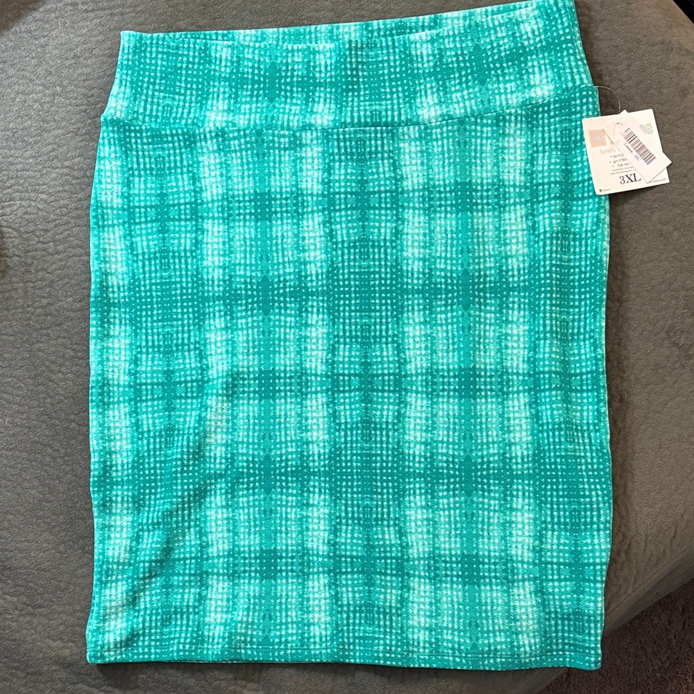 LuLaRoe Aqua Patterned Cassie Pencil Skirt